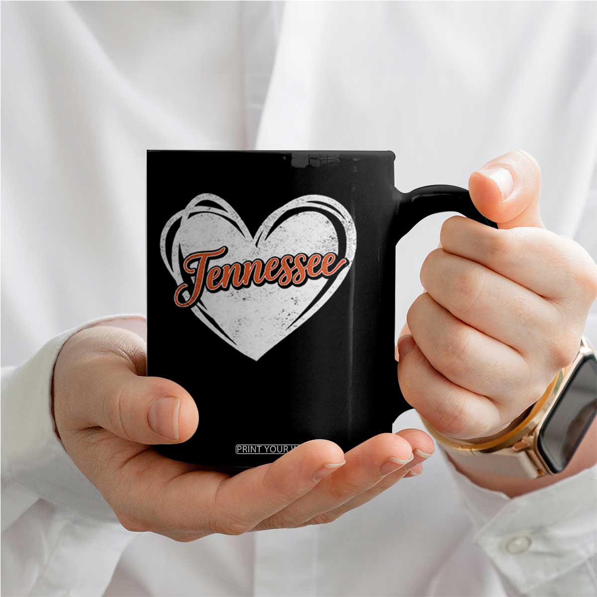 Vintage Tennessee Coffee Mug Heart Graphic TN Orange US State TS10 Print Your Wear