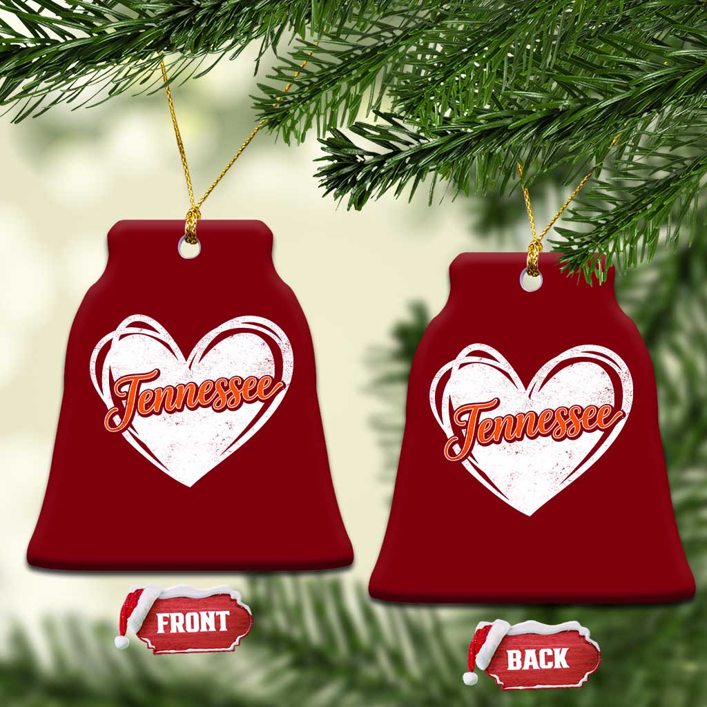 Vintage Tennessee Ceramic Ornament Heart Graphic TN Orange US State TS10 Print Your Wear