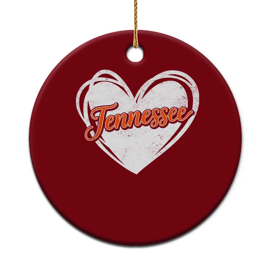 Vintage Tennessee Ceramic Ornament Heart Graphic TN Orange US State TS10 1pc Red Print Your Wear