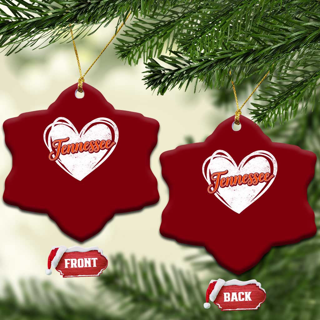 Vintage Tennessee Ceramic Ornament Heart Graphic TN Orange US State TS10 Print Your Wear
