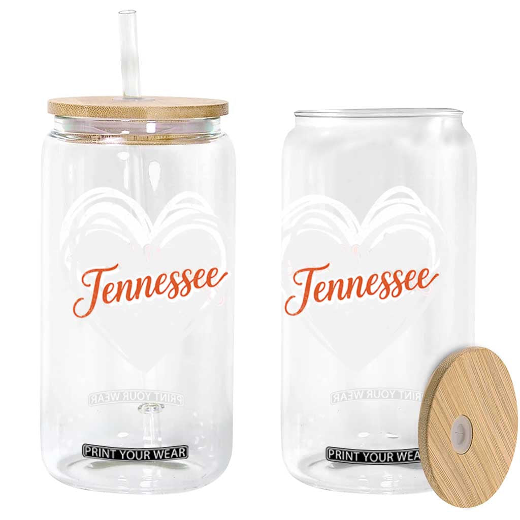 Vintage Tennessee Glass Can Heart Graphic TN Orange US State TS10 Print Your Wear