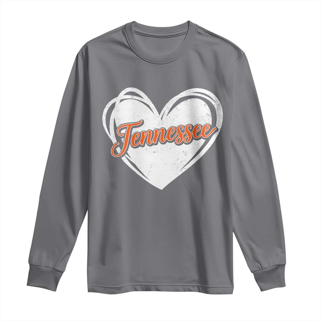 Vintage Tennessee Long Sleeve Shirt Heart Graphic TN Orange US State TS10 Charcoal Print Your Wear