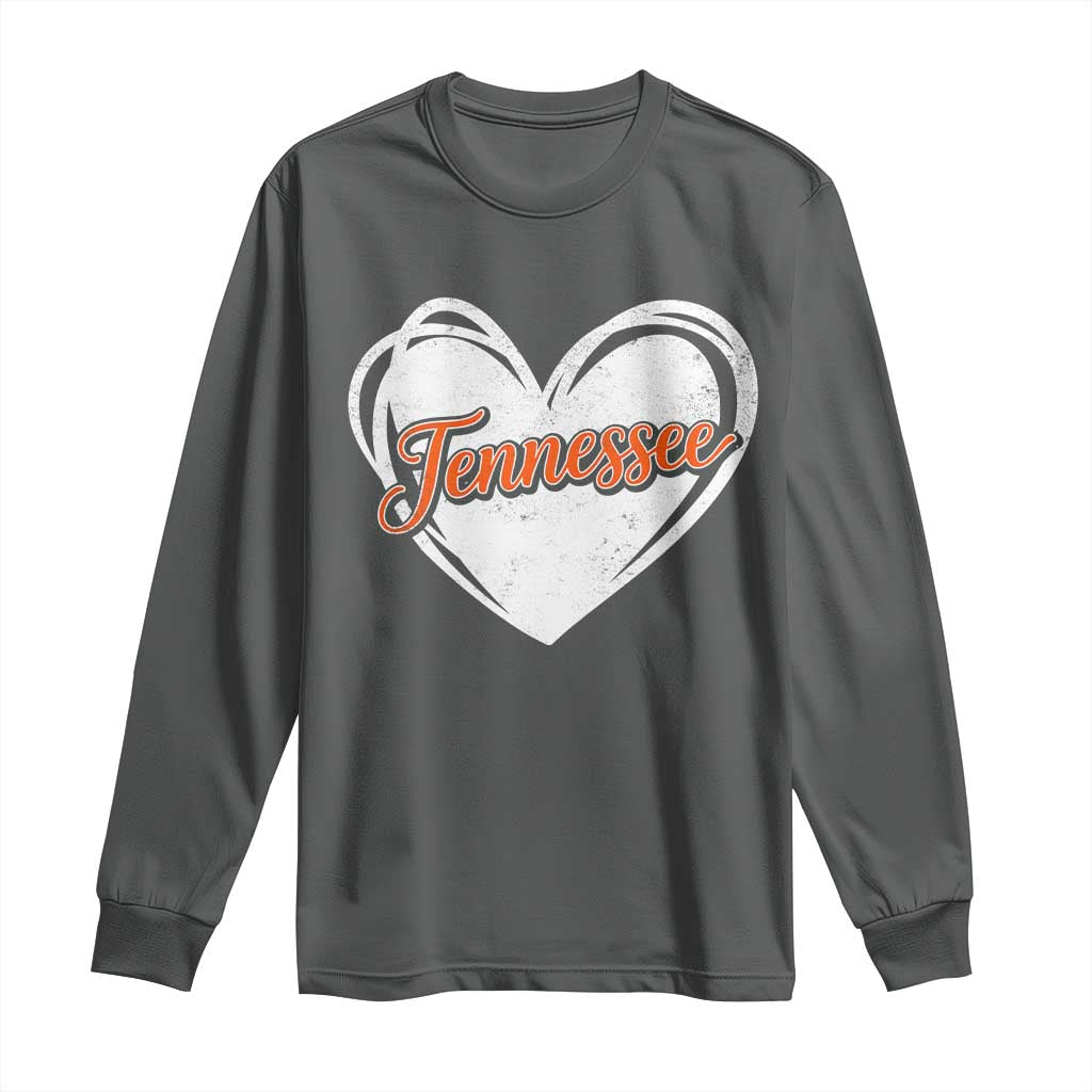 Vintage Tennessee Long Sleeve Shirt Heart Graphic TN Orange US State TS10 Dark Heather Print Your Wear