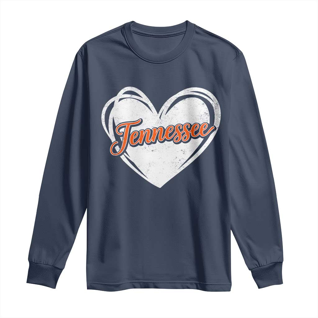 Vintage Tennessee Long Sleeve Shirt Heart Graphic TN Orange US State TS10 Navy Print Your Wear