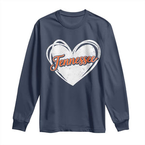 Vintage Tennessee Long Sleeve Shirt Heart Graphic TN Orange US State TS10 Navy Print Your Wear