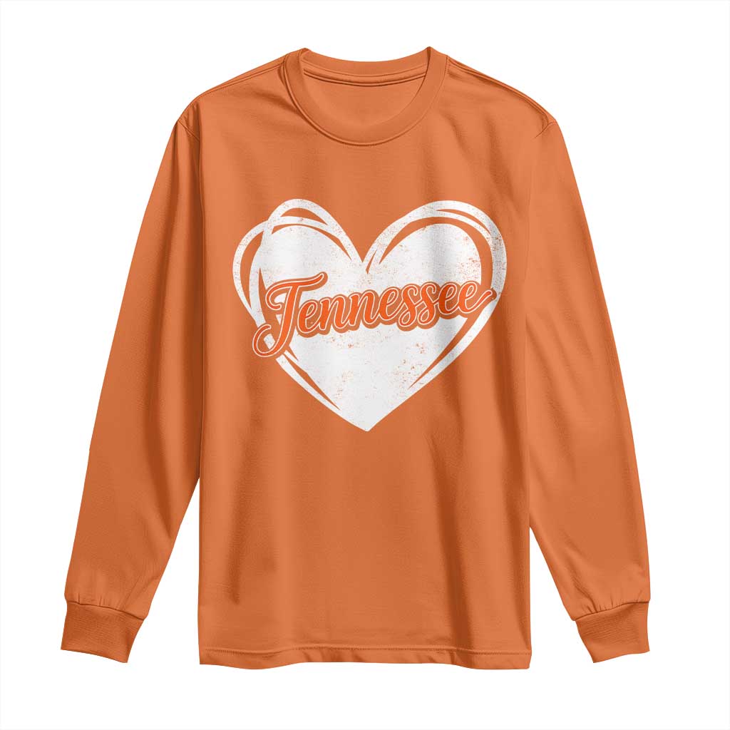 Vintage Tennessee Long Sleeve Shirt Heart Graphic TN Orange US State TS10 Orange Print Your Wear
