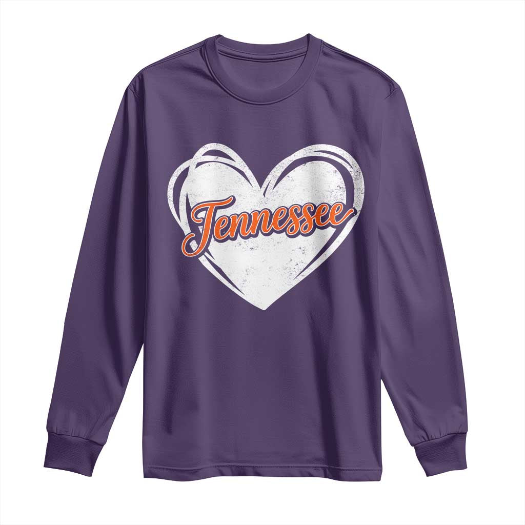 Vintage Tennessee Long Sleeve Shirt Heart Graphic TN Orange US State TS10 Purple Print Your Wear