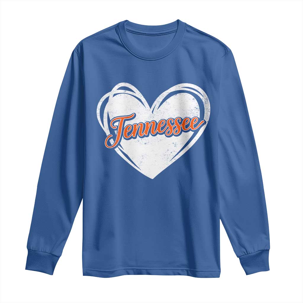 Vintage Tennessee Long Sleeve Shirt Heart Graphic TN Orange US State TS10 Royal Blue Print Your Wear