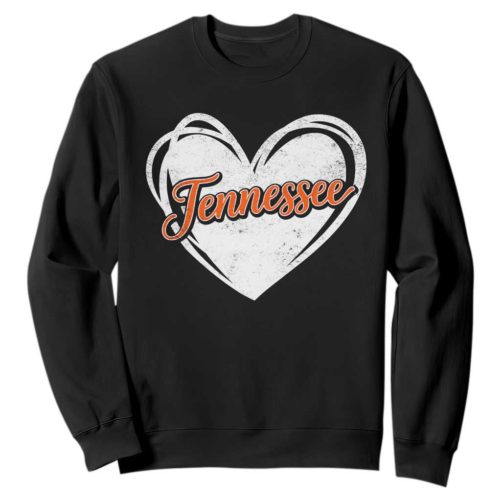 Vintage Tennessee Sweatshirt Heart Graphic TN Orange US State TS10 Black Print Your Wear