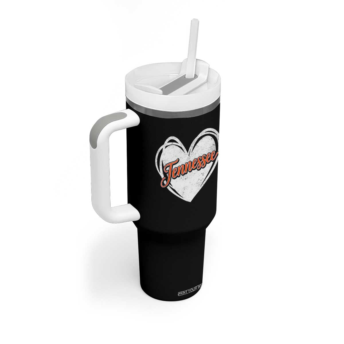 Vintage Tennessee Tumbler With Handle Heart Graphic TN Orange US State TS10 Print Your Wear