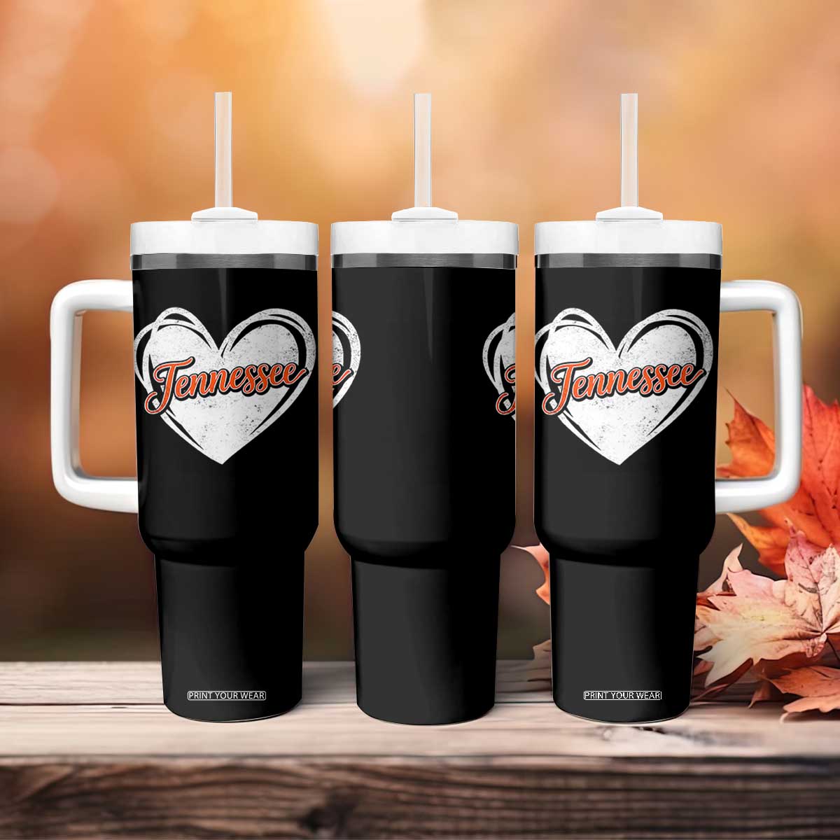 Vintage Tennessee Tumbler With Handle Heart Graphic TN Orange US State TS10 Print Your Wear