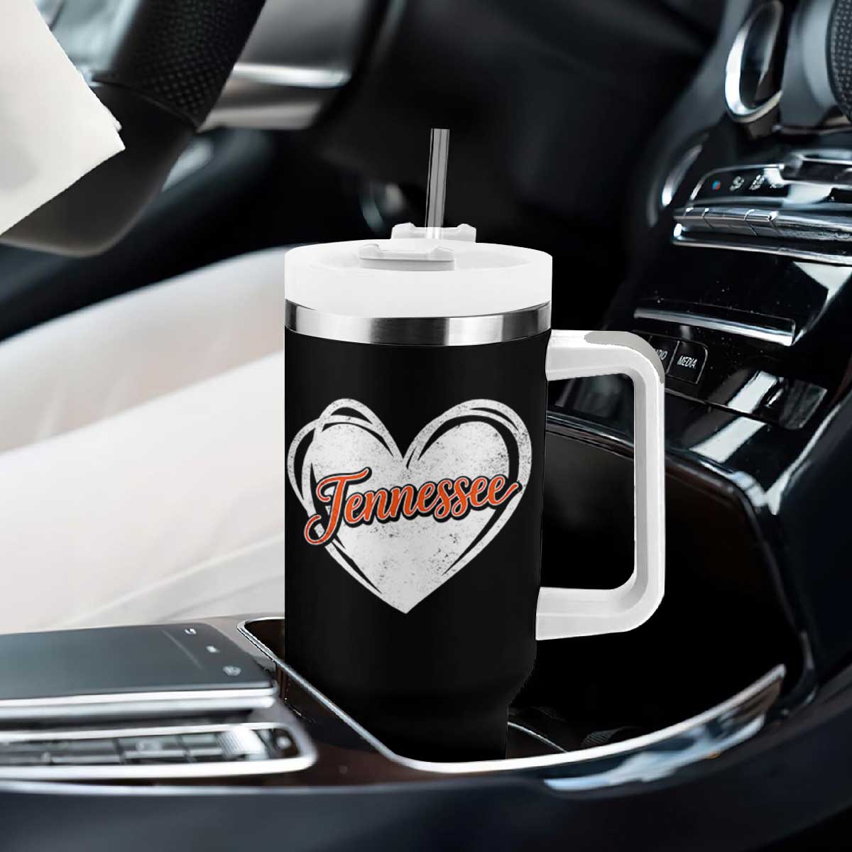 Vintage Tennessee Tumbler With Handle Heart Graphic TN Orange US State TS10 Print Your Wear