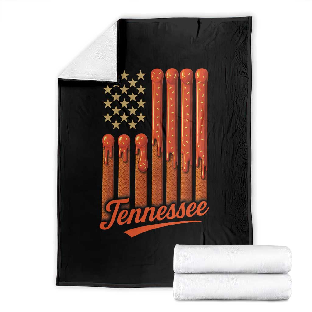 Vintage Tennessee Throw Blanket Orange Dripping Flag Vintage State Pride Sports Fan Patriotic TS10 Black Print Your Wear