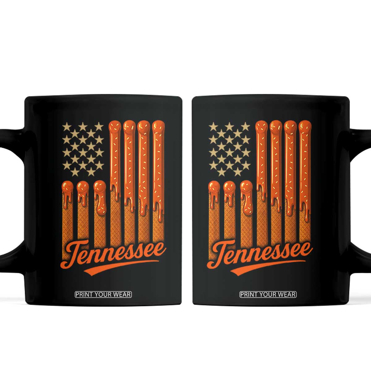 Vintage Tennessee Coffee Mug Orange Dripping Flag Vintage State Pride Sports Fan Patriotic TS10 Black Print Your Wear