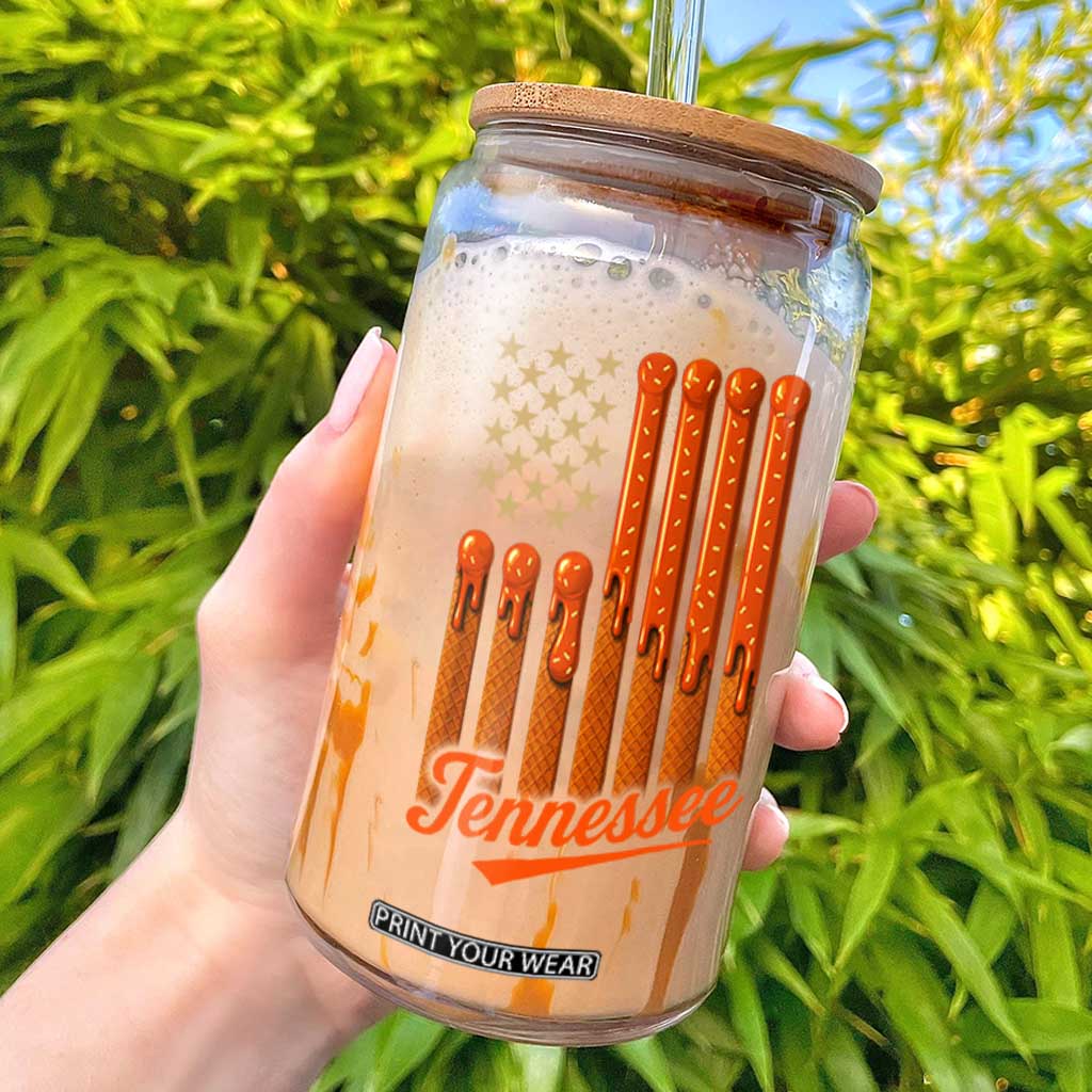 Vintage Tennessee Glass Can Orange Dripping Flag Vintage State Pride Sports Fan Patriotic TS10 Black Print Your Wear
