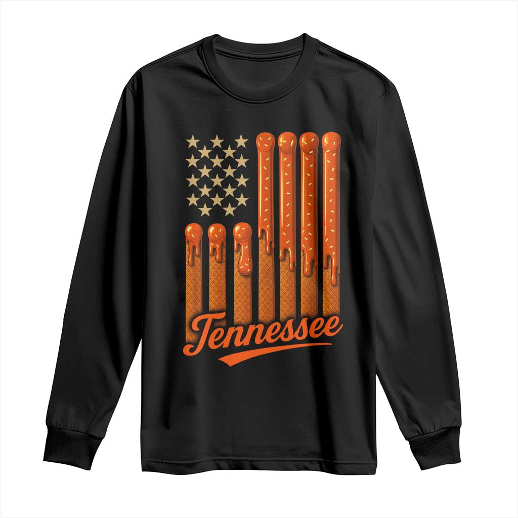 Vintage Tennessee Long Sleeve Shirt Orange Dripping Flag Vintage State Pride Sports Fan Patriotic TS10 Black Print Your Wear