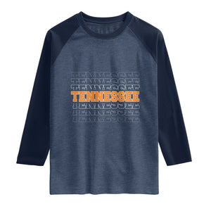 Vintage Tennessee Raglan Shirt Throwback Design Classic TN Orange US State TS10 Heather Denim Navy Print Your Wear