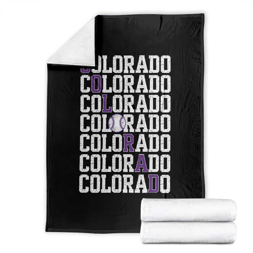Vintage Colorado Throw Blanket Retro State Pride Sports Baseball Fan Graphic TS10 Black Print Your Wear