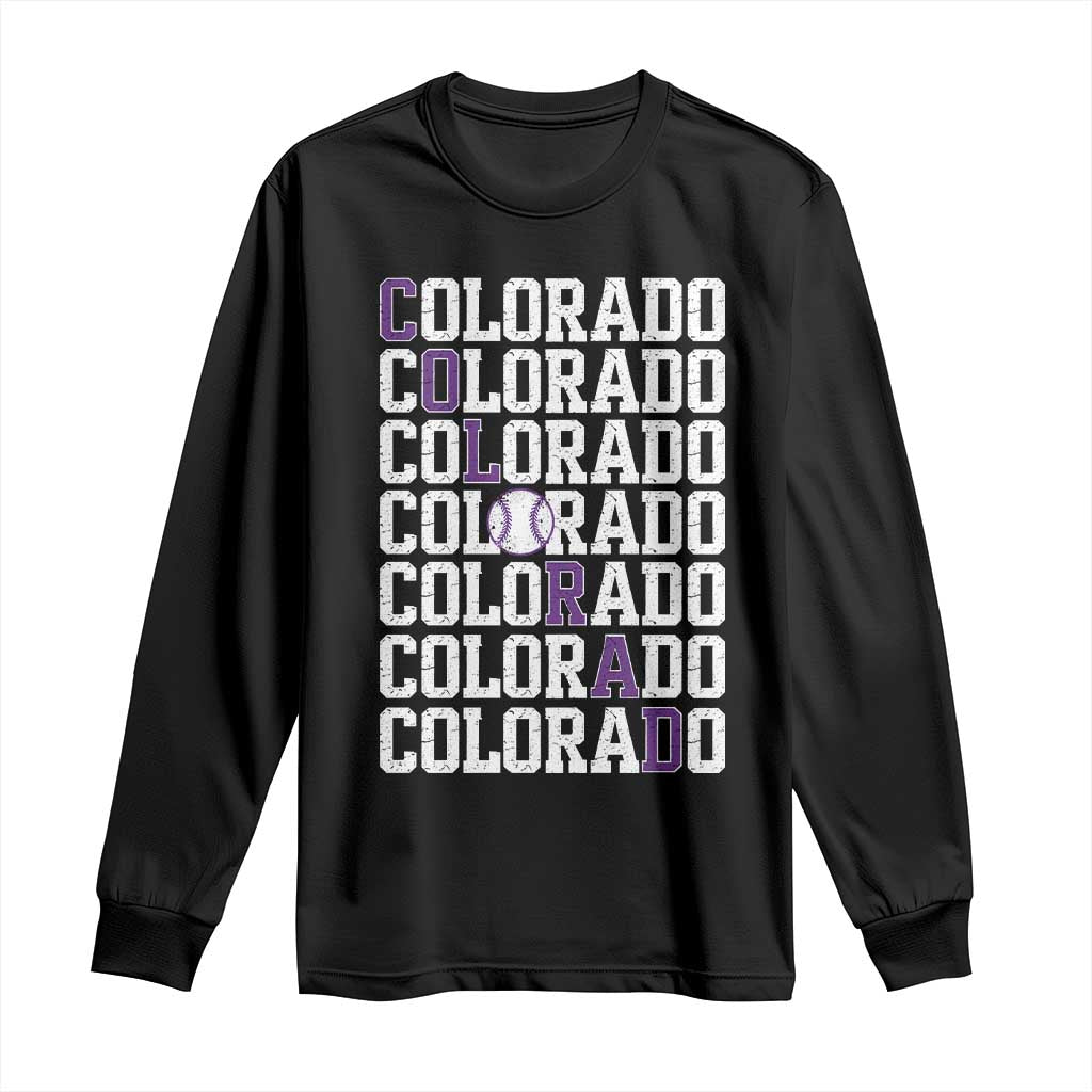 Vintage Colorado Long Sleeve Shirt Retro State Pride Sports Baseball Fan Graphic TS10 Black Print Your Wear
