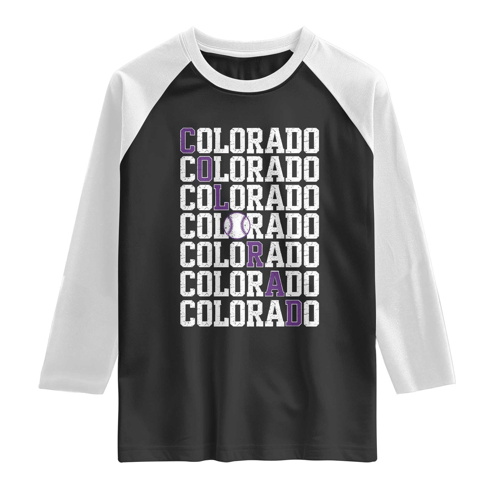 Vintage Colorado Raglan Shirt Retro State Pride Sports Baseball Fan Graphic TS10 Black White Print Your Wear