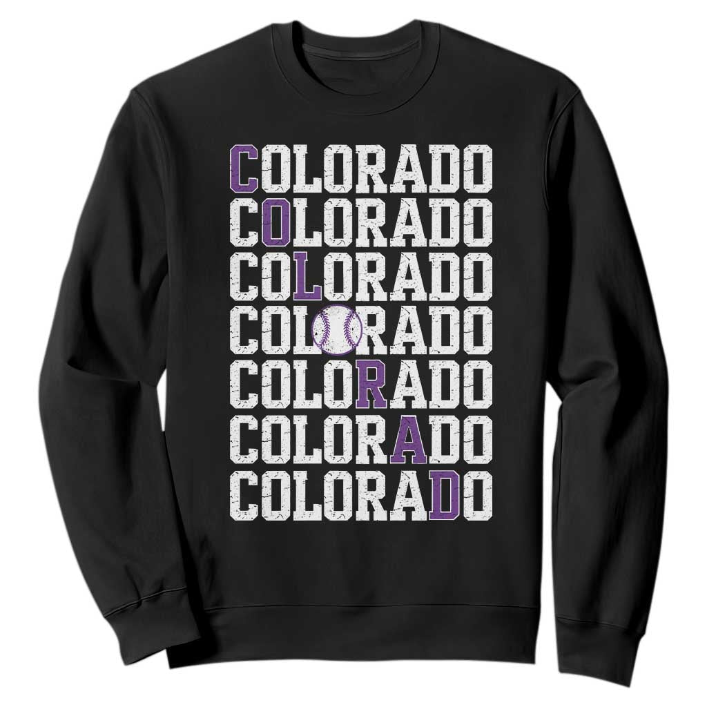 Vintage Colorado Sweatshirt Retro State Pride Sports Baseball Fan Graphic TS10 Black Print Your Wear