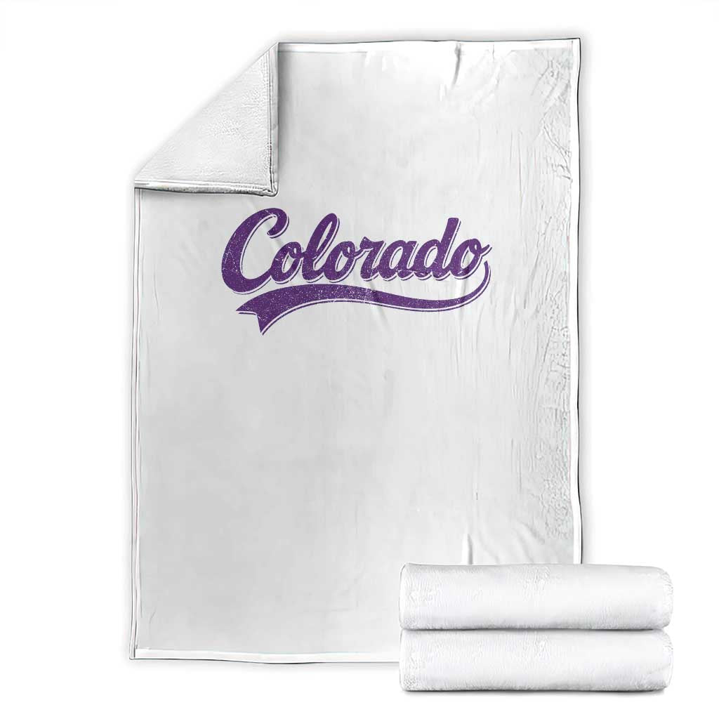 Colorado Purple Script Vintage State Pride Retro Sports Fan Graphic Throw Blanket TS10 White Print Your Wear