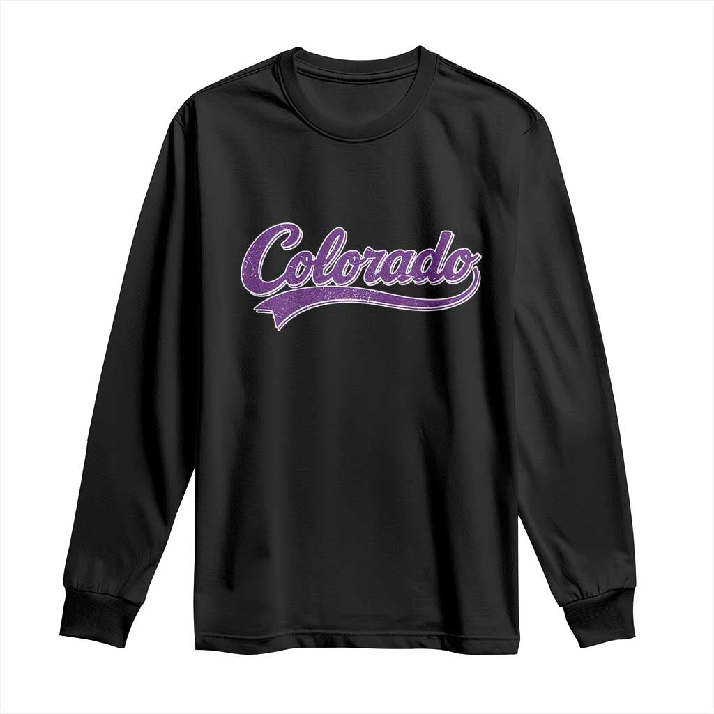 Colorado Purple Script Vintage State Pride Retro Sports Fan Graphic Long Sleeve Shirt TS10 Black Print Your Wear