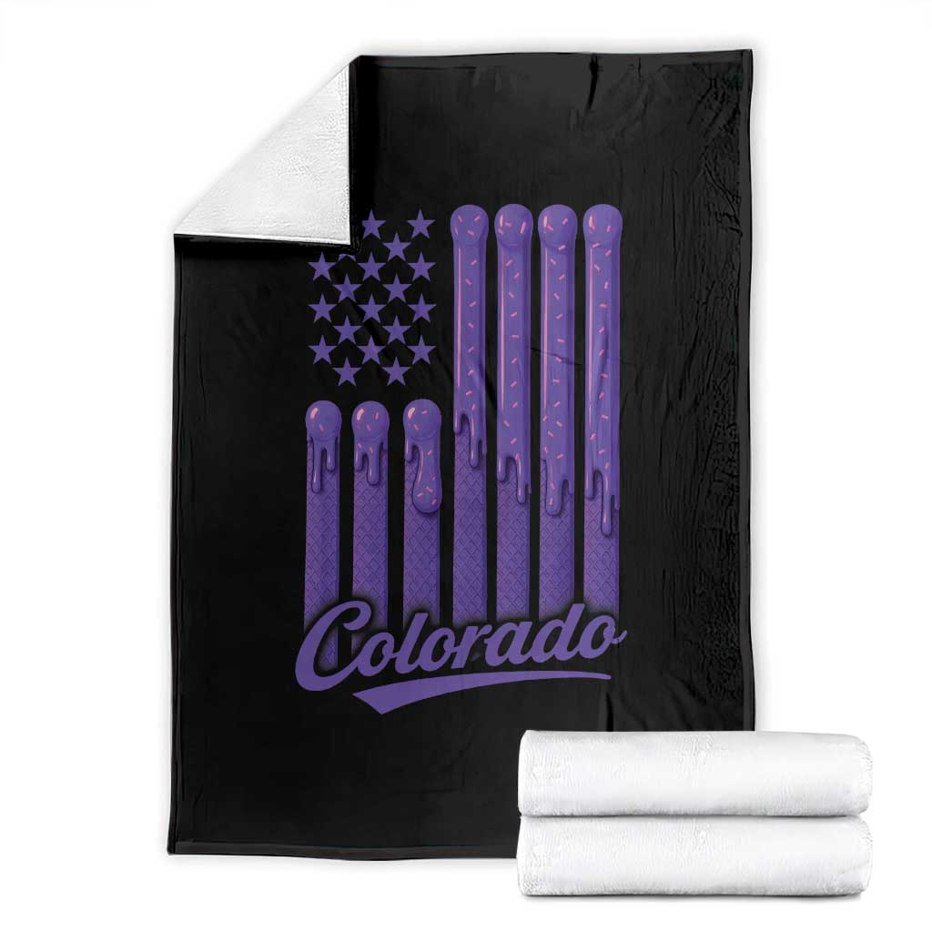 Vintage Colorado Throw Blanket Purple Dripping Flag Vintage State Pride Sports Fan Patriotic TS10 Black Print Your Wear