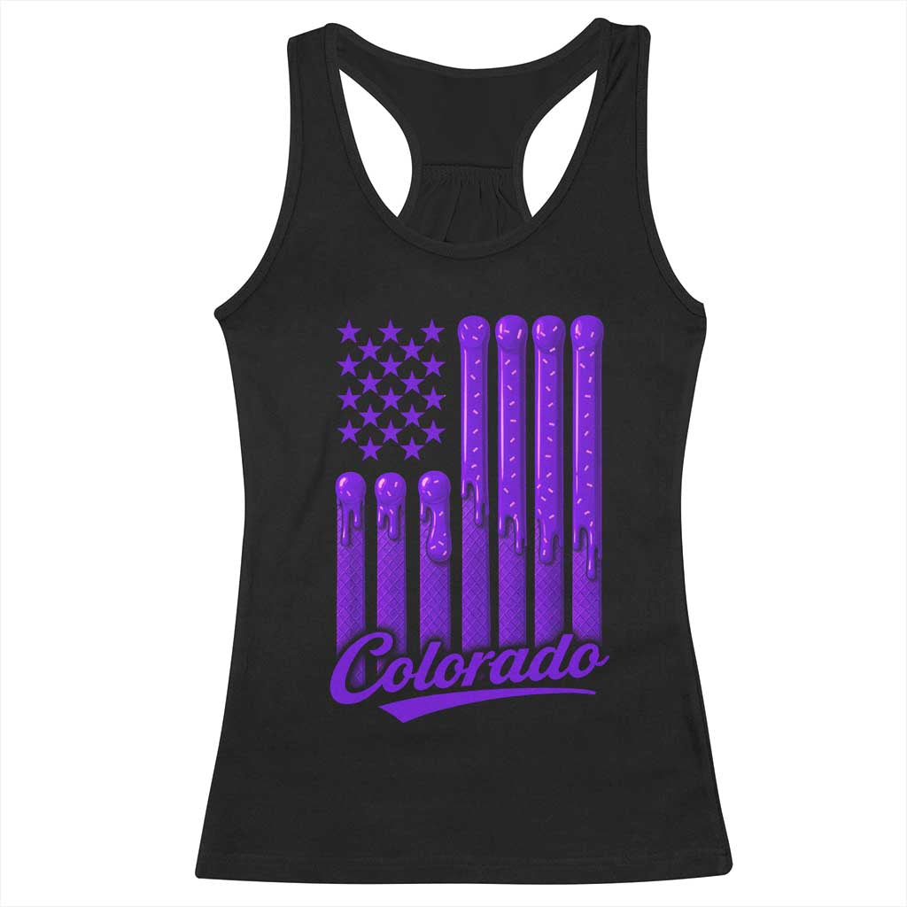Vintage Colorado Racerback Tank Top Purple Dripping Flag Vintage State Pride Sports Fan Patriotic TS10 Black Print Your Wear