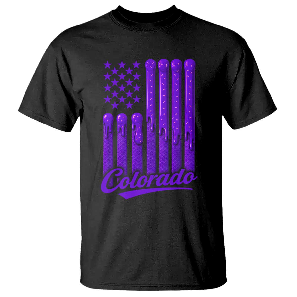 Vintage Colorado T Shirt Purple Dripping Flag Vintage State Pride Sports Fan Patriotic TS10 Black Print Your Wear