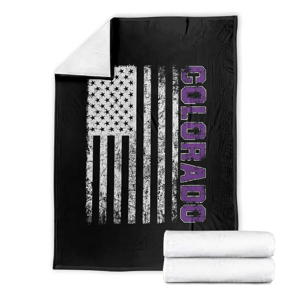 Vintage Colorado Throw Blanket Retro Vintage Rocky Mountains USA Flag Patriotic US State TS10 Black Print Your Wear