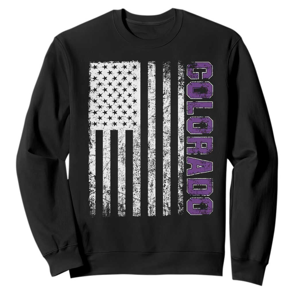 Vintage Colorado Sweatshirt Retro Vintage Rocky Mountains USA Flag Patriotic US State TS10 Black Print Your Wear