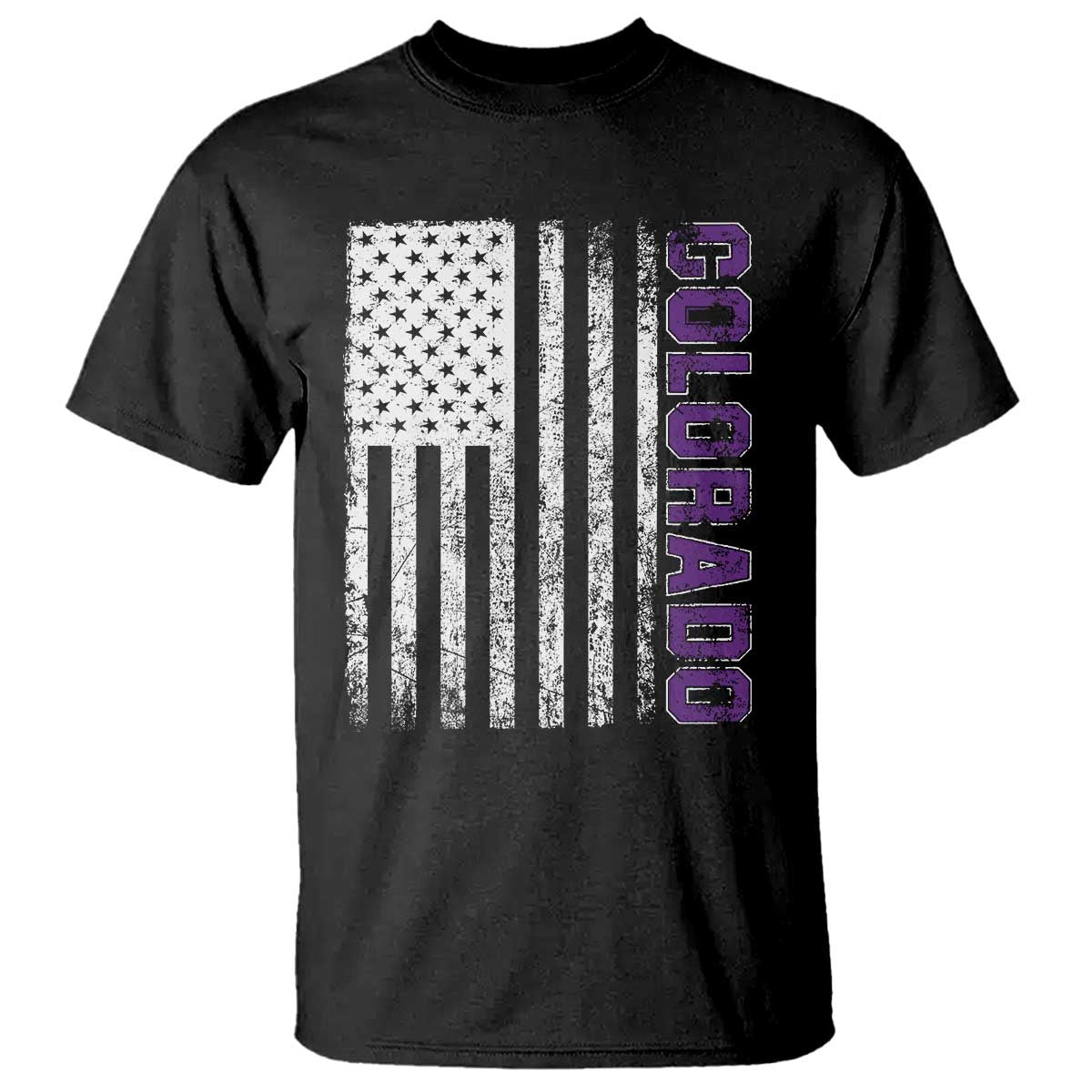 Vintage Colorado T Shirt Retro Vintage Rocky Mountains USA Flag Patriotic US State TS10 Black Print Your Wear