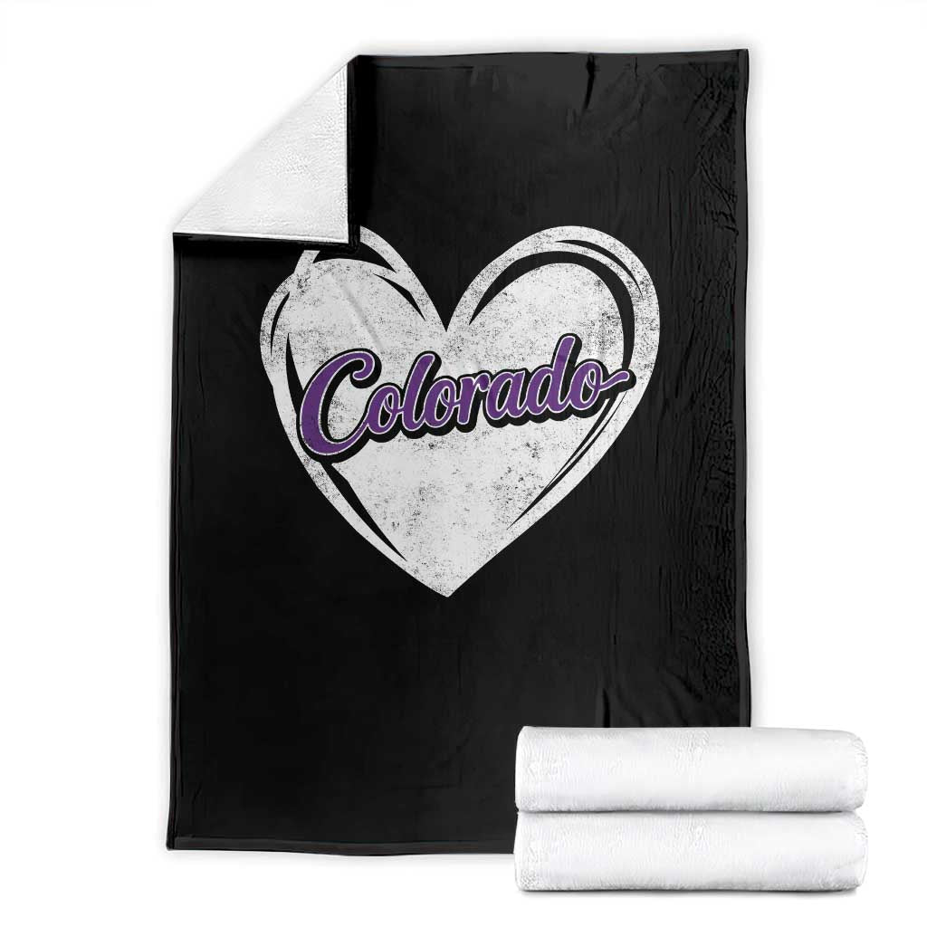 Vintage Colorado Throw Blanket Purple Heart Vintage Script State Pride Retro Sports Fan TS10 Black Print Your Wear