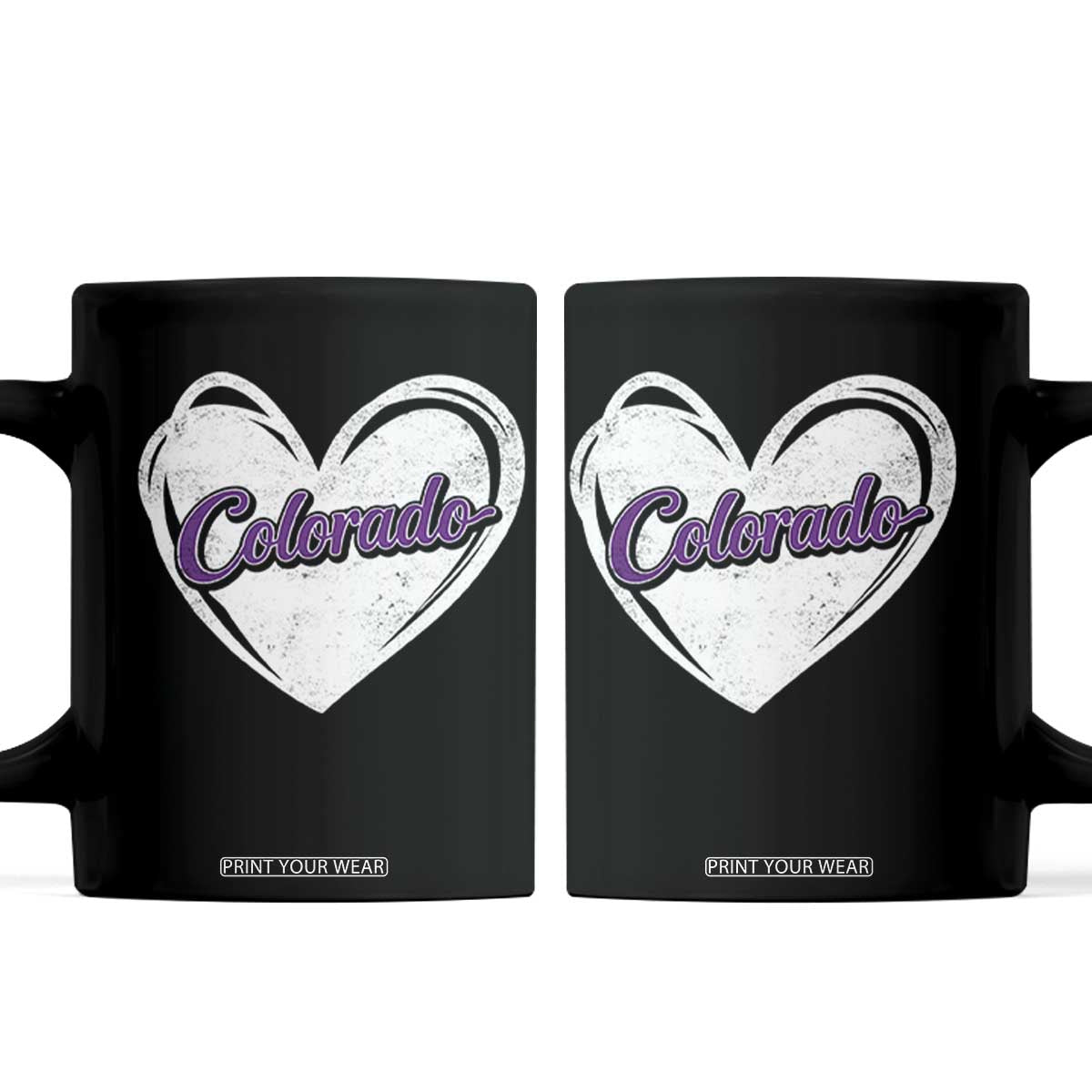 Vintage Colorado Coffee Mug Purple Heart Vintage Script State Pride Retro Sports Fan TS10 Black Print Your Wear