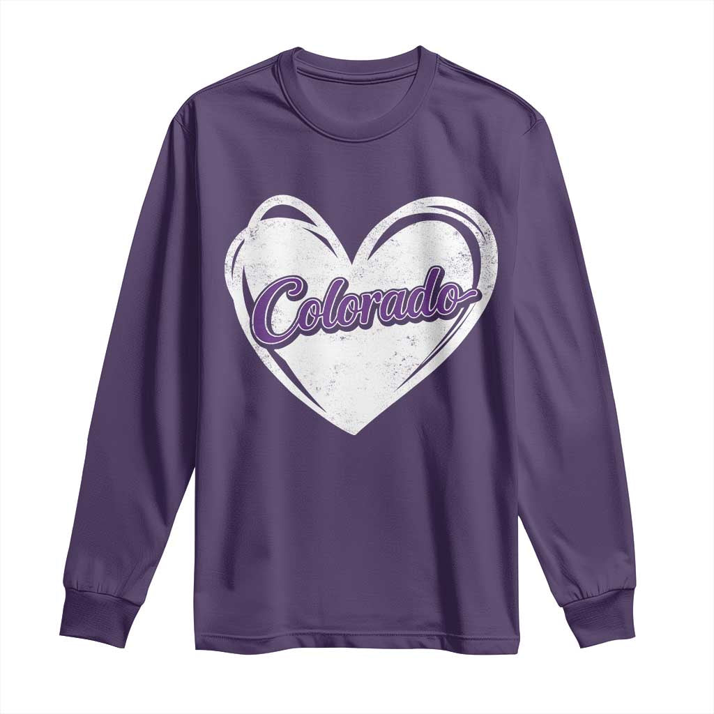 Vintage Colorado Long Sleeve Shirt Purple Heart Vintage Script State Pride Retro Sports Fan TS10 Purple Print Your Wear