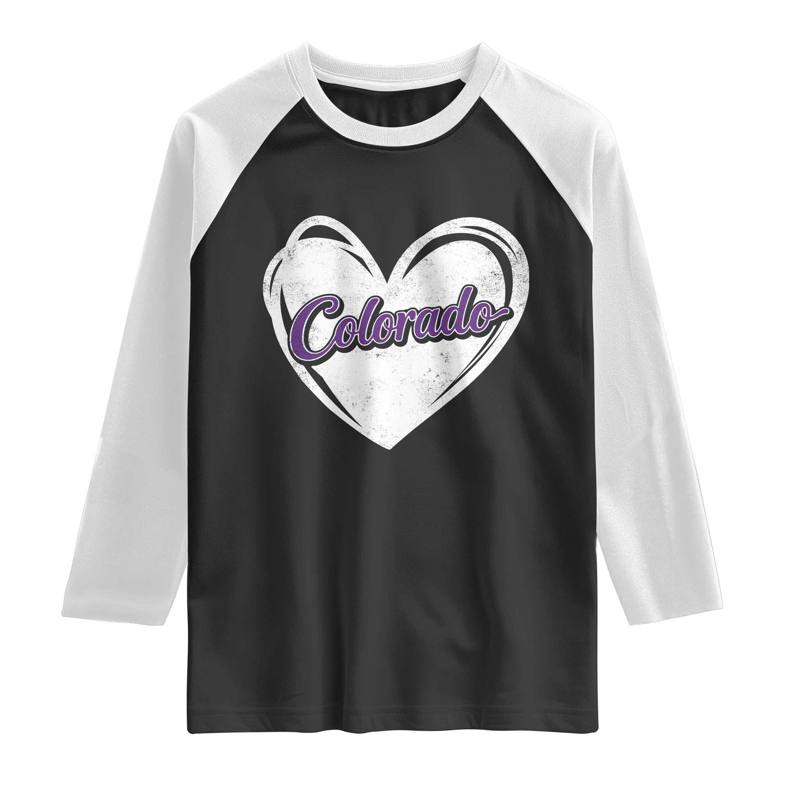 Vintage Colorado Raglan Shirt Purple Heart Vintage Script State Pride Retro Sports Fan TS10 Black White Print Your Wear