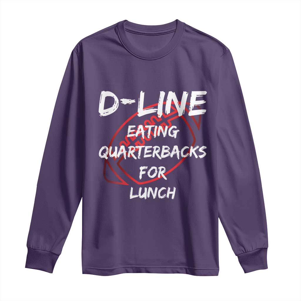 Football Linemen Long Sleeve Shirt D Line Eating Quarterbacks Defensive TS10 Purple Print Your Wear