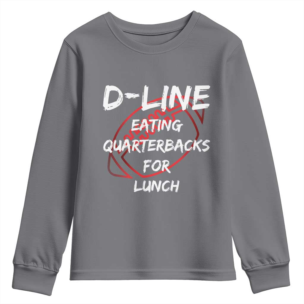Football Linemen Youth Sweatshirt D Line Eating Quarterbacks Defensive TS10 Charcoal Print Your Wear