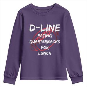 Football Linemen Youth Sweatshirt D Line Eating Quarterbacks Defensive TS10 Purple Print Your Wear