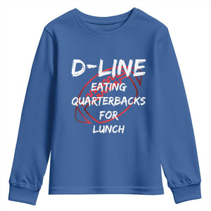 Football Linemen Youth Sweatshirt D Line Eating Quarterbacks Defensive TS10 Royal Blue Print Your Wear