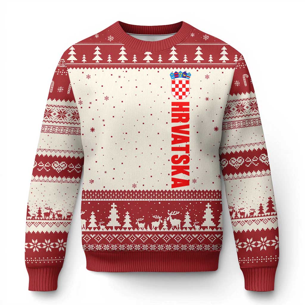 Hrvatska Ugly Christmas Sweater Vintage Croatia Zagreb Croatian TS10 Beige Red Print Your Wear