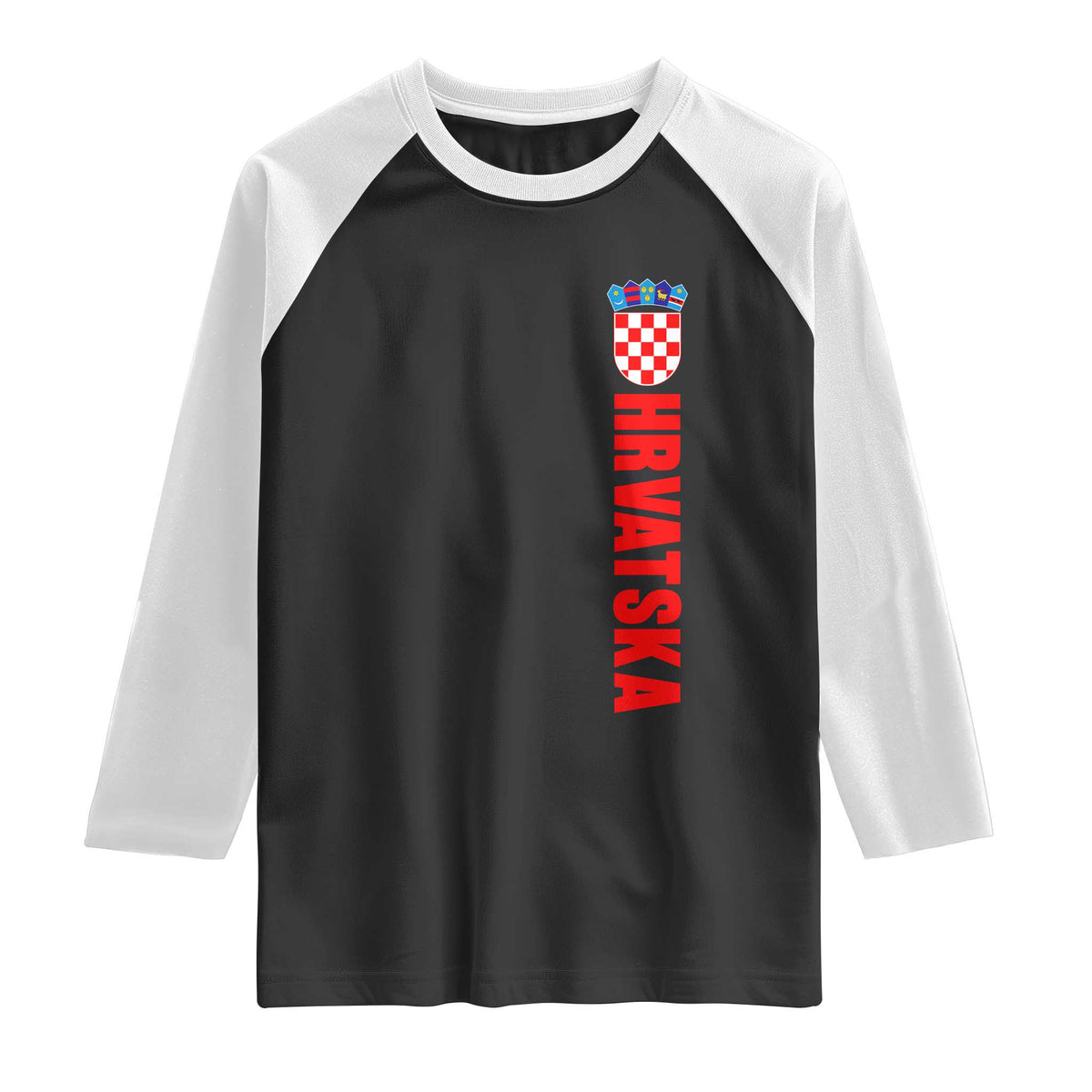 Hrvatska Raglan Shirt Vintage Croatia Zagreb Croatian TS10 Black White Print Your Wear