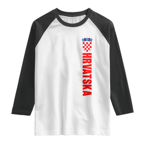 Hrvatska Raglan Shirt Vintage Croatia Zagreb Croatian TS10 White Black Print Your Wear