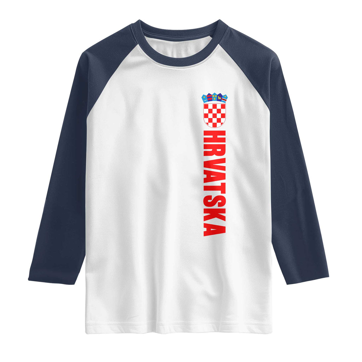 Hrvatska Raglan Shirt Vintage Croatia Zagreb Croatian TS10 White Navy Print Your Wear