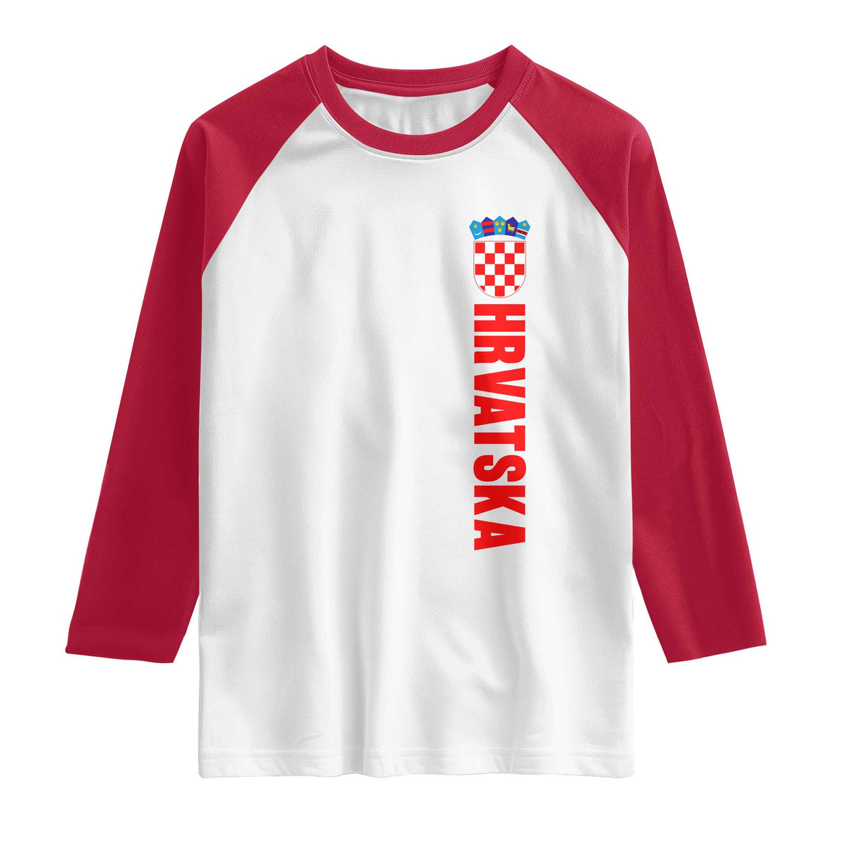 Hrvatska Raglan Shirt Vintage Croatia Zagreb Croatian TS10 White Red Print Your Wear