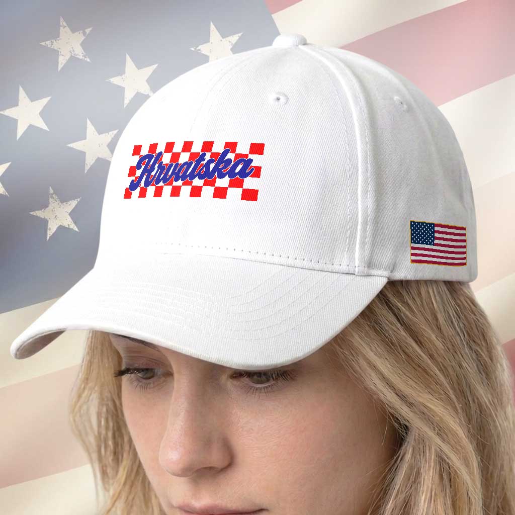 Hrvatska Baseball Cap Checkered Retro Croatia Zagreb Croatian TS10 Print Your Wear
