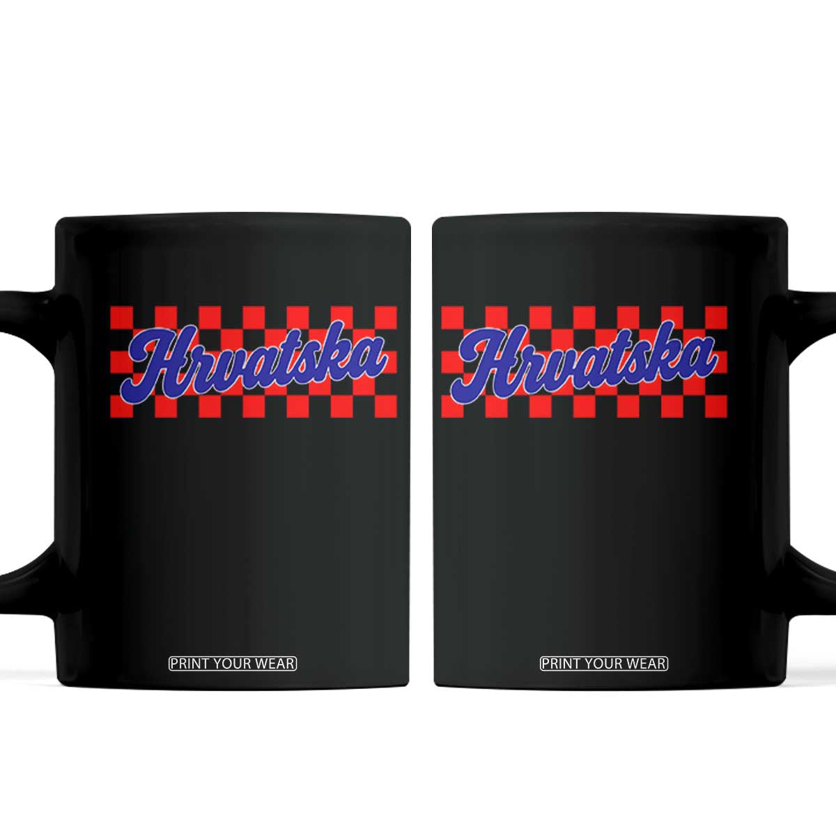 Hrvatska Coffee Mug Checkered Retro Croatia Zagreb Croatian TS10 Black Print Your Wear