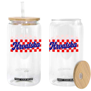 Hrvatska Glass Can Checkered Retro Croatia Zagreb Croatian TS10 Print Your Wear