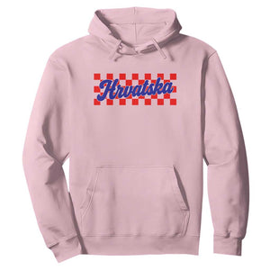 Hrvatska Hoodie Checkered Retro Croatia Zagreb Croatian TS10 Light Pink Print Your Wear